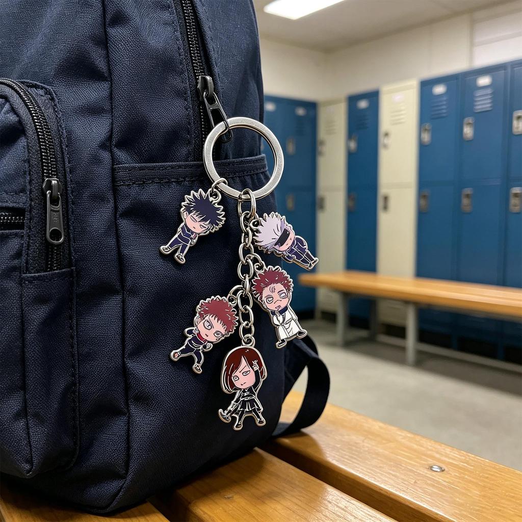 Metal Keychain Set Featuring Multiple Character Designs Durable Alloy Material with Keyring Attachment for Everyday Use Collectible Accessory