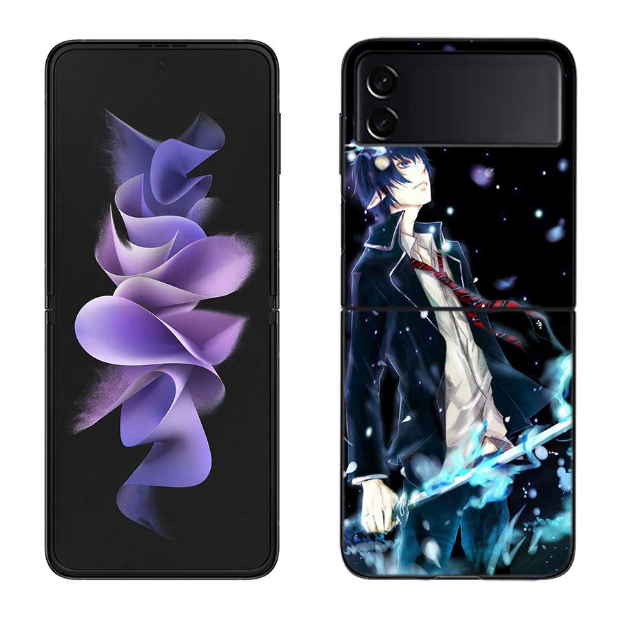 Anime Ao no Exorcist Okumura Rin Phone Case For Samsung Z Flip 7 6 5G Galaxy Z Flip 5 4 3 Black Hard Cell Cover Luxury PC Shell