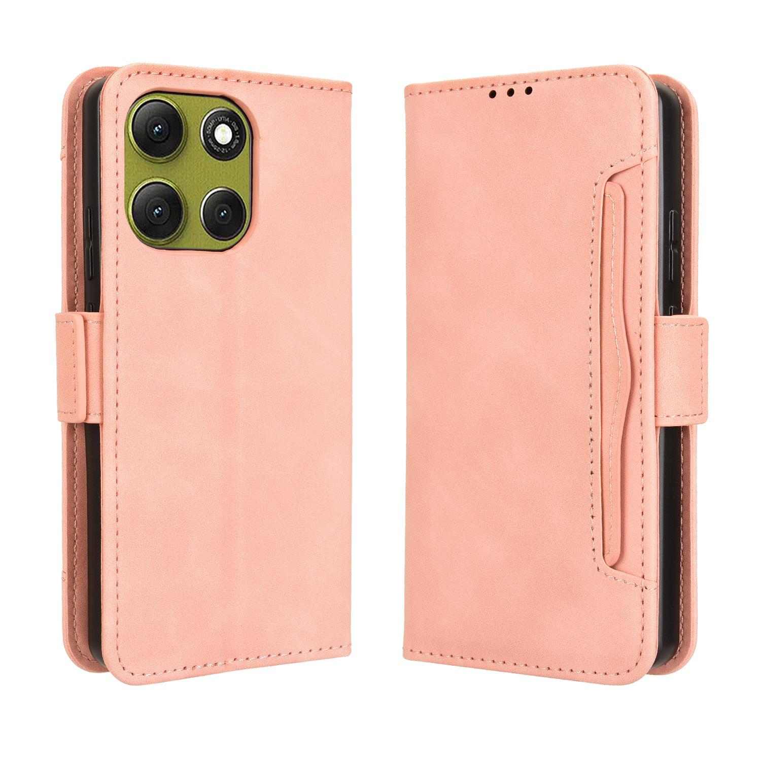 

For Motorola Moto G86 Power 5G Leather Case Phone Wallet Cover with Multiple Card Slots Pink