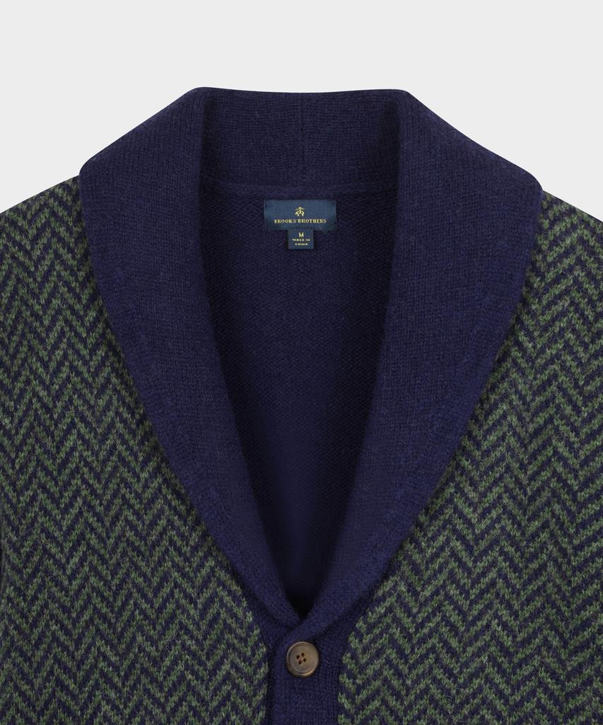 Brooks Brothers Wool Herringbone Shawl Cardigan (Multi) (Bbwcmff401)