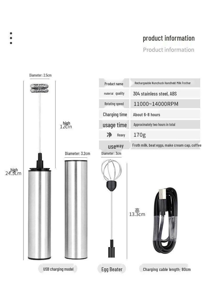 Handheld Electric Milk Frother and Cream Whipper