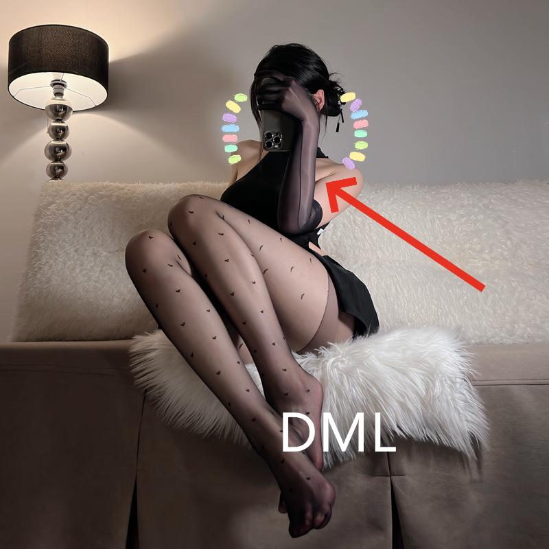 Domila Polka Dot Jk White Silk Love Black Stockings Women's Spring and Summer Thin Sweet Bow Milk White Pantyhose