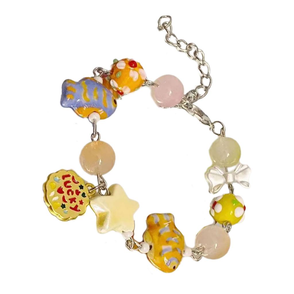 Cartoon Fish Beads Bracelet Unique Beads Bracelet Adjustable Chain Bracelet Fashion Wrist Jewelry Suitable for Women