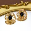 Hollow Round Earrings Women's Gold Retro Stud Earrings Light Luxury High-end Earrings Temperament Exaggerated Earrings