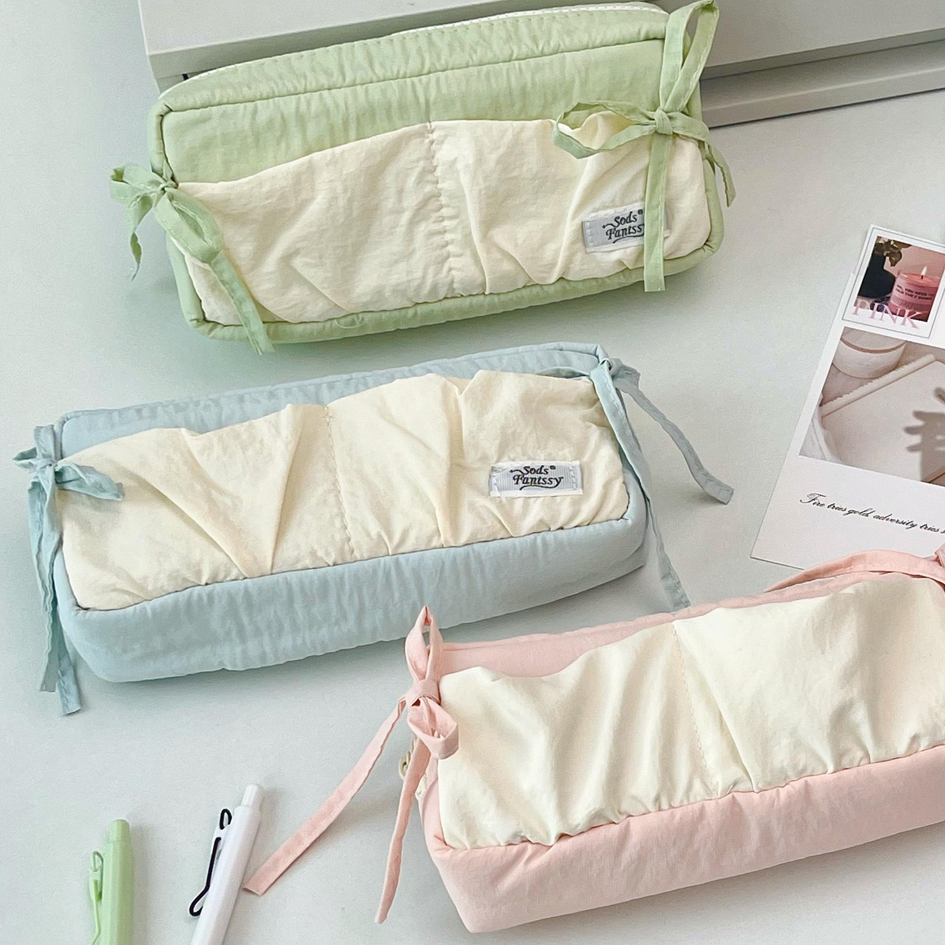 Cloud Toast Bow Pencil Case - Large Capacity Storage for Students Milk Blue Pencil Case