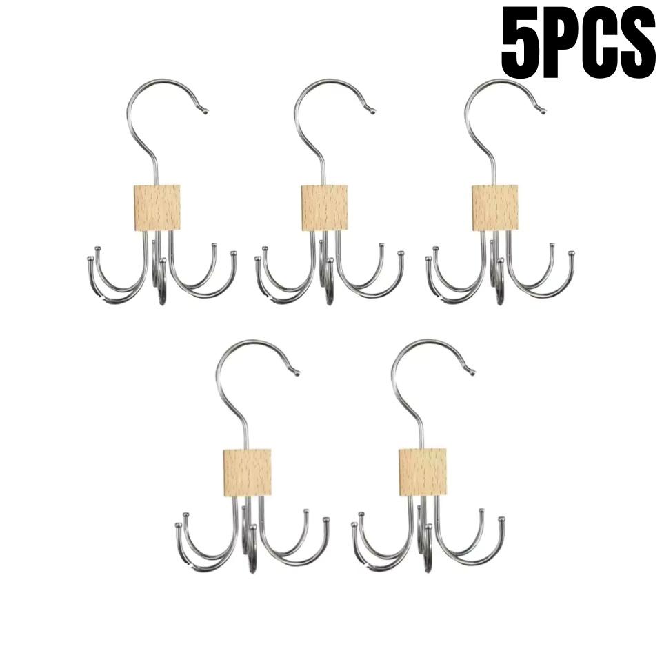 1/2/3/5Pcs 360° Rotating Storage Hanger Hook Multi-Claw Metal Belts Rack Wardrobe Organizer Bras Ties Scarves Closet Supplies