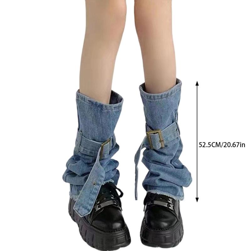 Meias Lolitas Longas para Pernas Femininas Polainas Largas Harajuku Punk Jeans Meias de Bota Moda Meias para Tornozelo Presentes