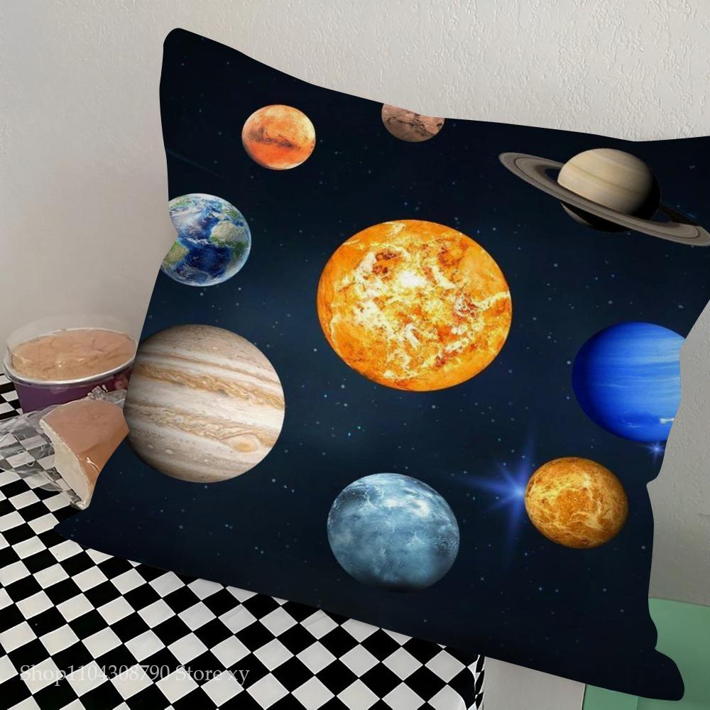 1pc Planets The Solar System Mars Saturn Moon Pillow Case Square Bedroom Sofa Leisure Comfort Cushion Car Living Home Decoration
