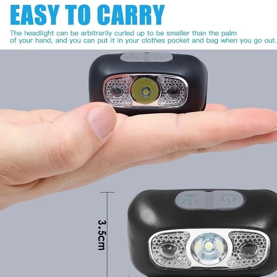 Mini Rechargeable Powerful Sensor Headlamp Fishing Camping USB Head Flashlight COB LED Head Light Torch Headlights Front Lantern