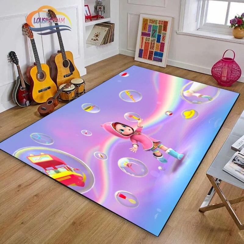 3D Printing Rainbow Ruby Series Carpet Lulu and Bear Cartoon Living Room Bedroom Non-slip Rug Soft Play Area Floor Mat Girl Gift