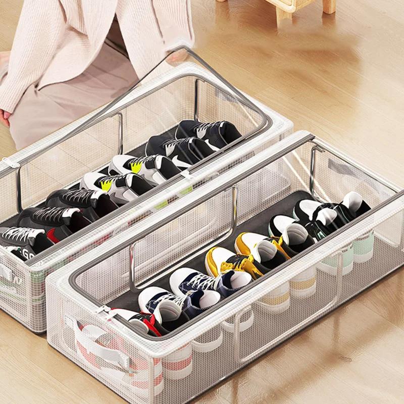PVC Shoes Storage Bag Dustproof Waterproof Transparent Clothes Storage Box Under The Bed Large Capacity Shoes Storage Rack