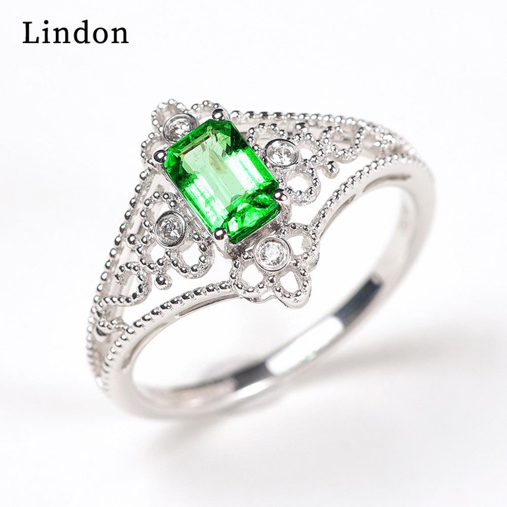 Lindon Anillo clásico de circón para mujer, joyería para boda, promesa, regalo de fiesta