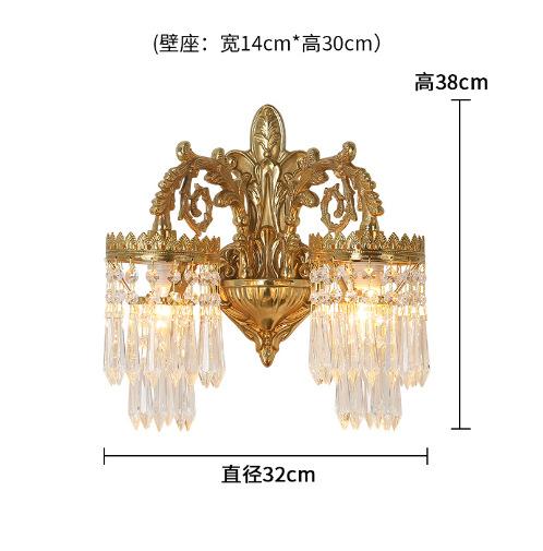 Luxury Copper Crystal Wall Lamp For Living Room Bedroom Loft Indoor Home Double Head Gold Vintage Retro Style Wall Sconce Lights