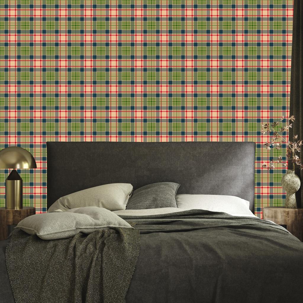 Christmas Autumn Plaid Wallpaper Brown and Orange 50x1000