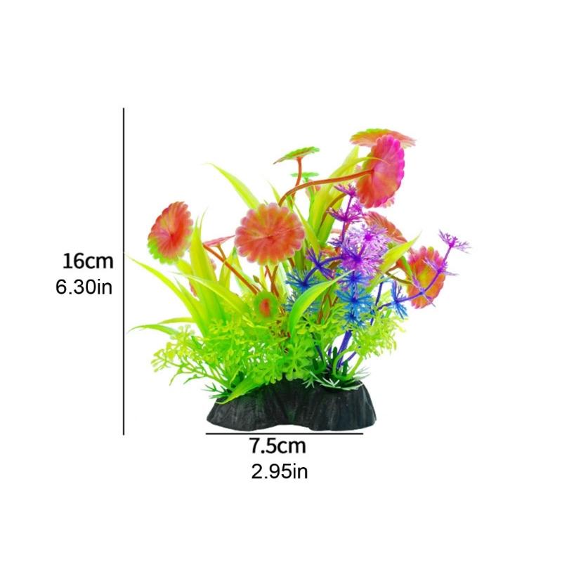 5PCS Life Like Plant Fishtanks Decoration Artificial Water Plant with Base for Office Commercial Use Aquariums Landscape