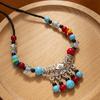 Ethnic-style Forehead Chain Headwear with Tassels and Turquoise Pendants Between The Eyebrows An Exotic Headwear