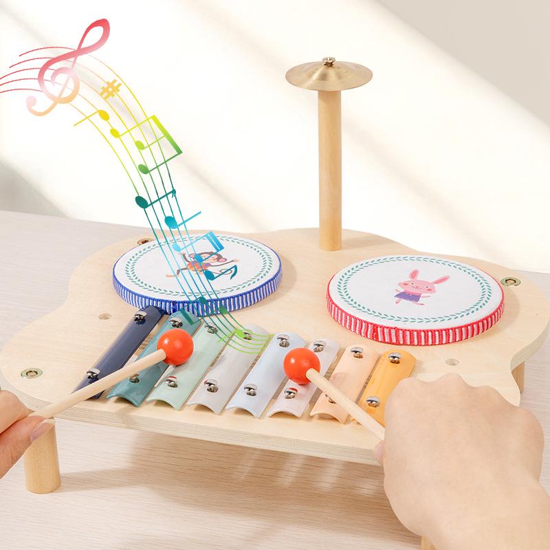 Wooden Multifunctional Musical Box: Educational Toy for Early Childhood (0-3 Years) with Percussion Drum