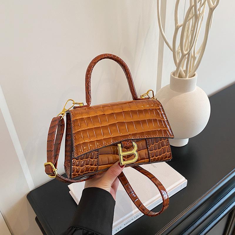 New High-end Light Luxury Crocodile Pattern Hourglass Bag Portable Shoulder Messenger Trendy Women's Bag