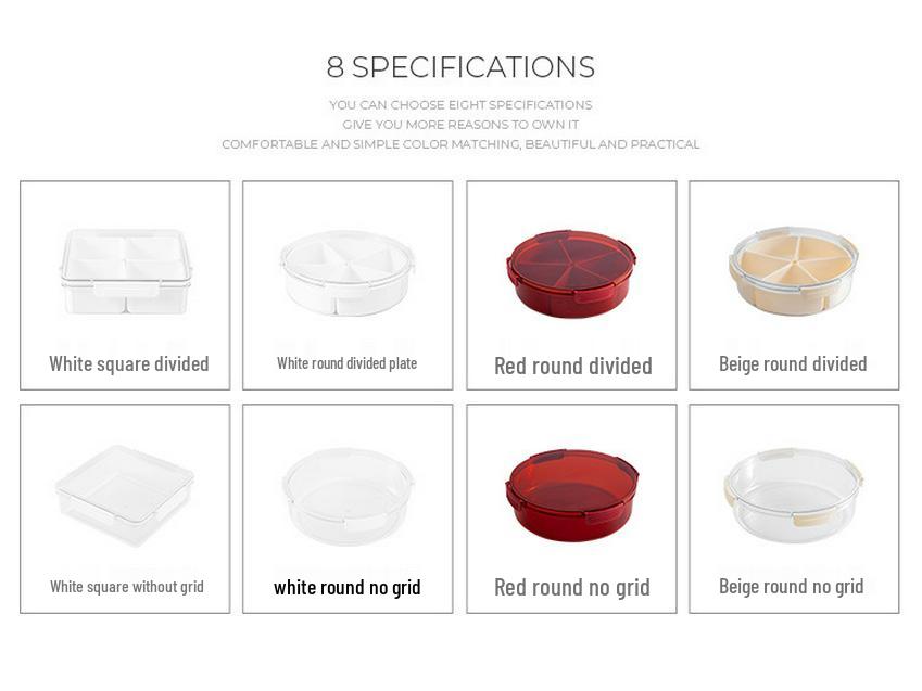 Luxe Fruit and Snack Storage Plate with Lid – Divided Sections for Fruits & Dried Snacks