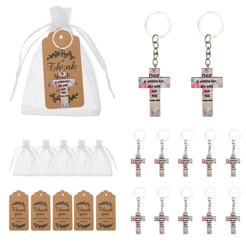 Keychain Printed Cross Pendant Keychain Party Gift