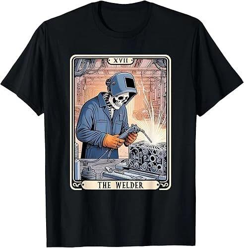 The Welder Welding Tarot Card Skeleton Funny Metal Worker T-Shirt XS
