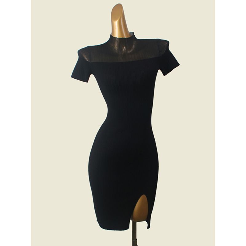 Gauze Knitting Patchwork Inner Hip Skirt Fashion Style Sexy Small Slit Export Knitted Dress