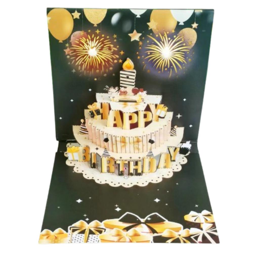 Fireworks Effect 3D Popup Greeting Card Musical and Light Luxurious Foil Stamping Cards  Child