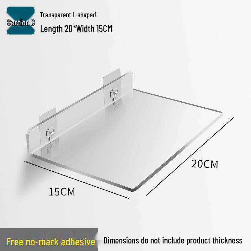Acrylic Wall-Mounted Bathroom Mirror Cabinet with No-Punch Shelf