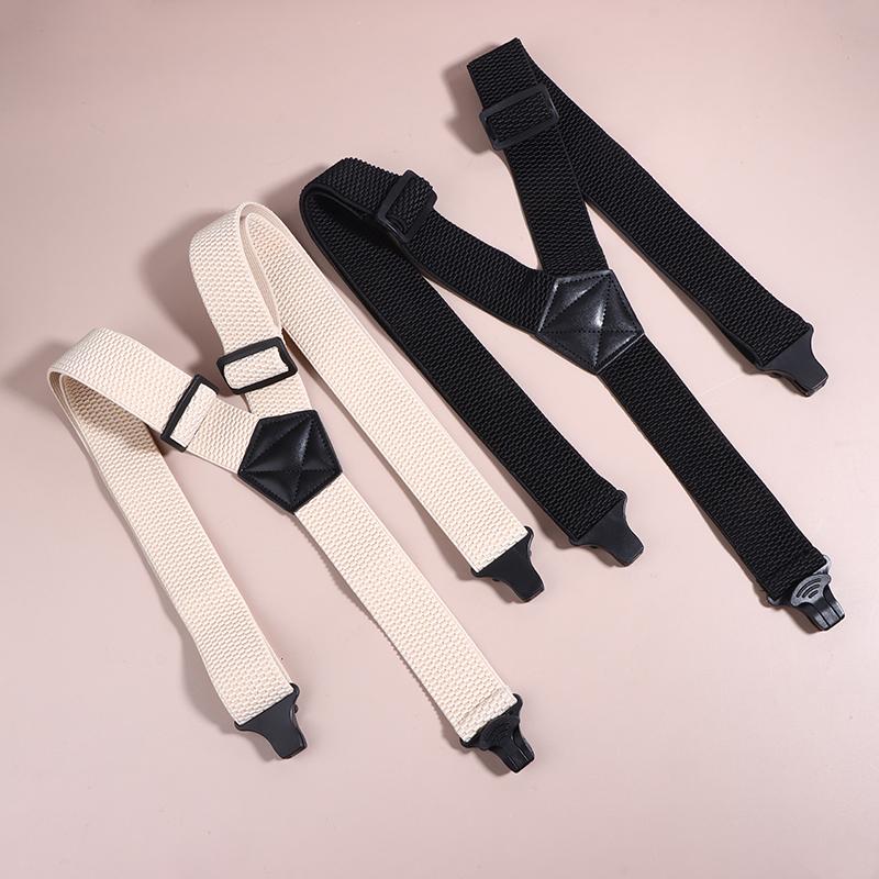 Heavy Duty Work Suspenders For Men Wide Y-Back With 3 Plastic Gripper Clasps Adjustable Elastic Trouser Pants Braces