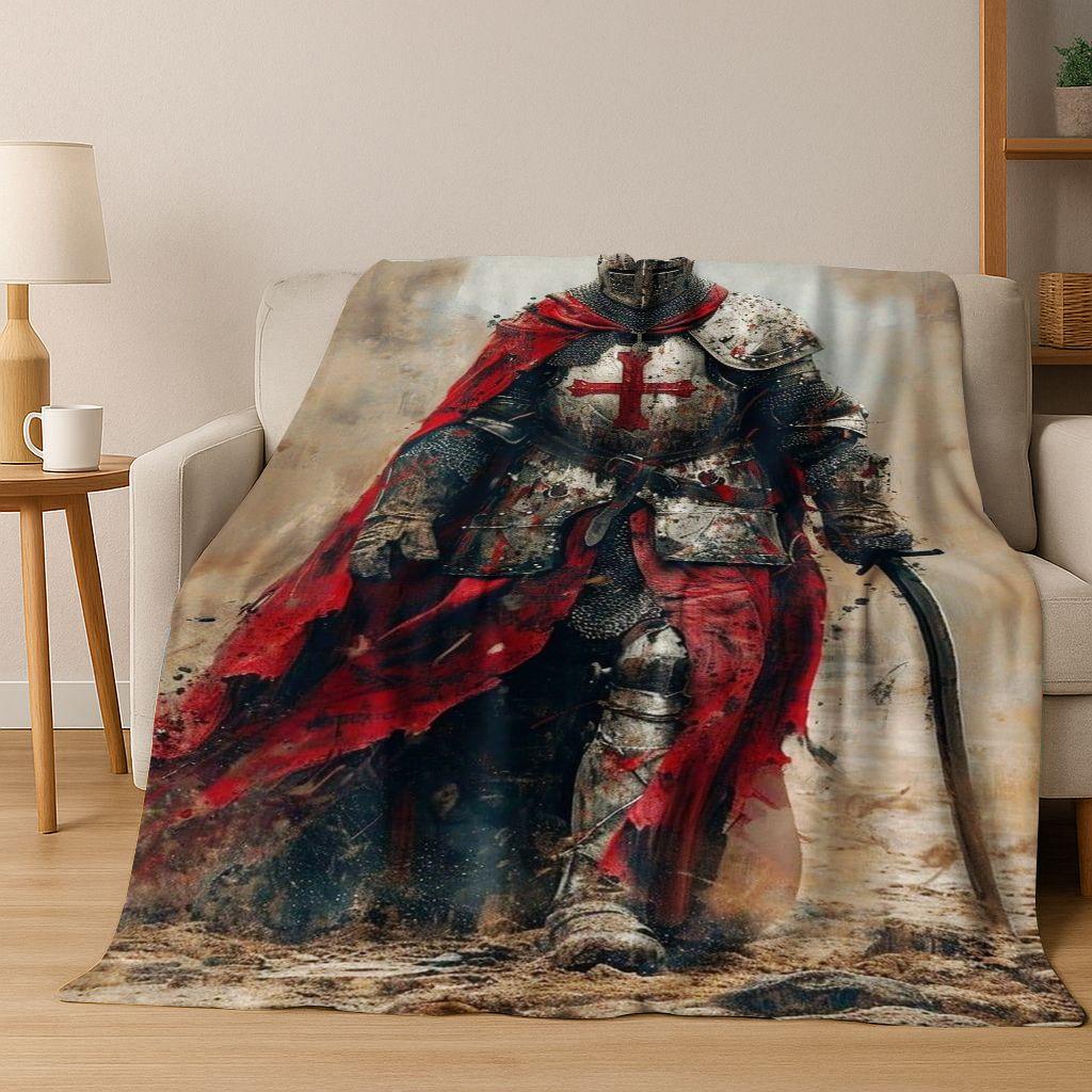 Templar Blood Knight Honor Holy Crusader Cartoon Flannel Blanket,Cozy Soft Throw Blanket for Home Bedroom Bed Sofa Cover Gift