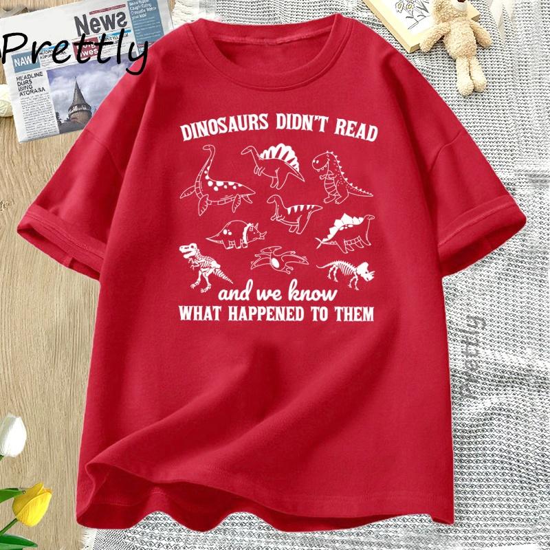 Funny Reading T Shirt Retro Librarian Teacher Appreciation TShirt Book Lover Bookworm Tee Dinosaurs Did Not Read Tshirts S