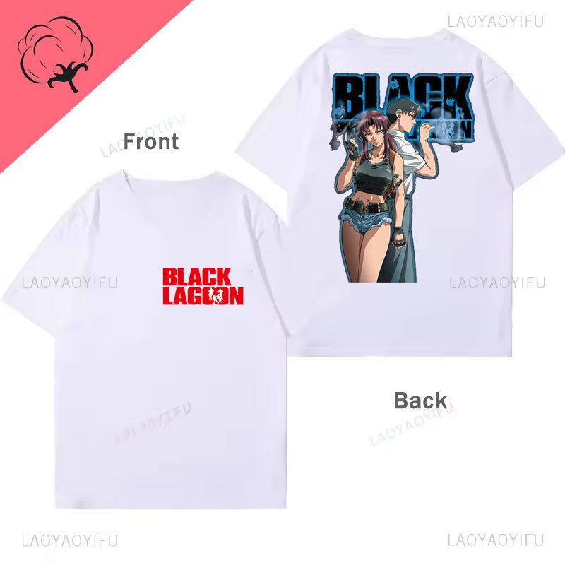 Black Lagoon Unisex TShirt Japanese Comic Two Sided Printed Tee Camisa Oneck Cotton Graphic T Shirts Vintage Hot Anime Unisex Ops