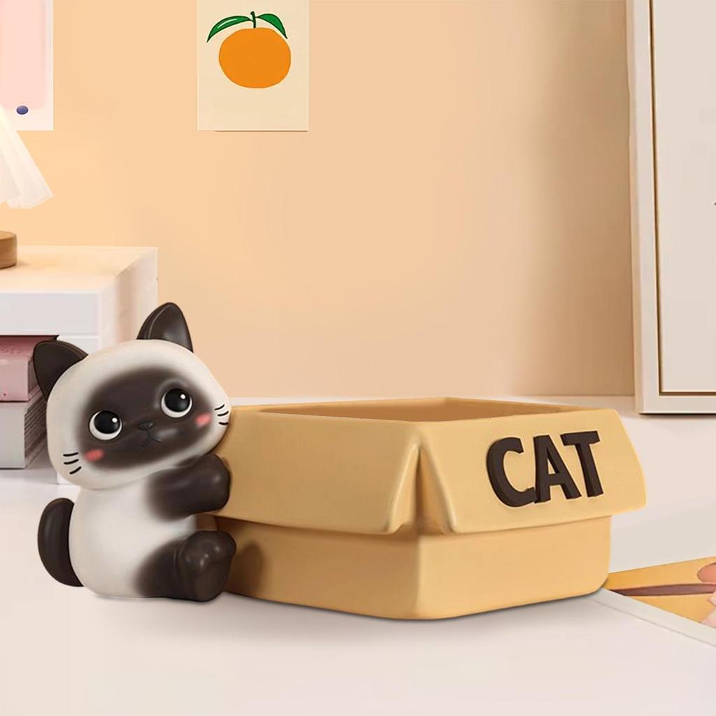 Cat Candy Dish Resin Cat Storage Tray Key Holder Bowl Cat Statue Decoration Key Holder For Entryway Table Home Living Room