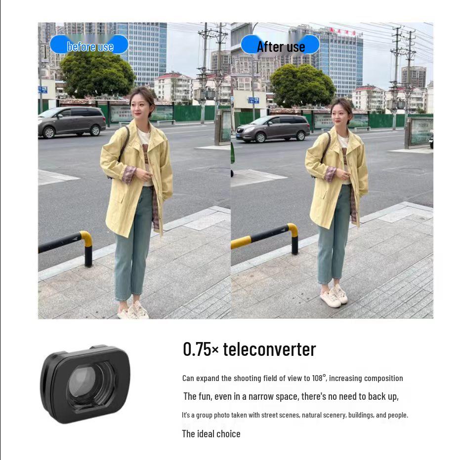 UV Black Soft ND Light Reduction CPL Polarizing Portrait Filter for DJI Osmo Pocket 3/4 Action Camera