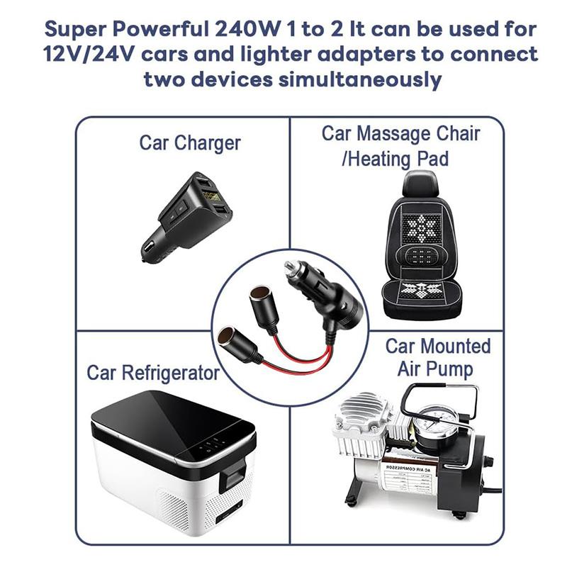 Zigarettenanzünder-Splitter 12V für Autos mit Ein-/Ausschalter, 1 Stecker auf 2 Buchsen, Y-Splitter, Autoteile
