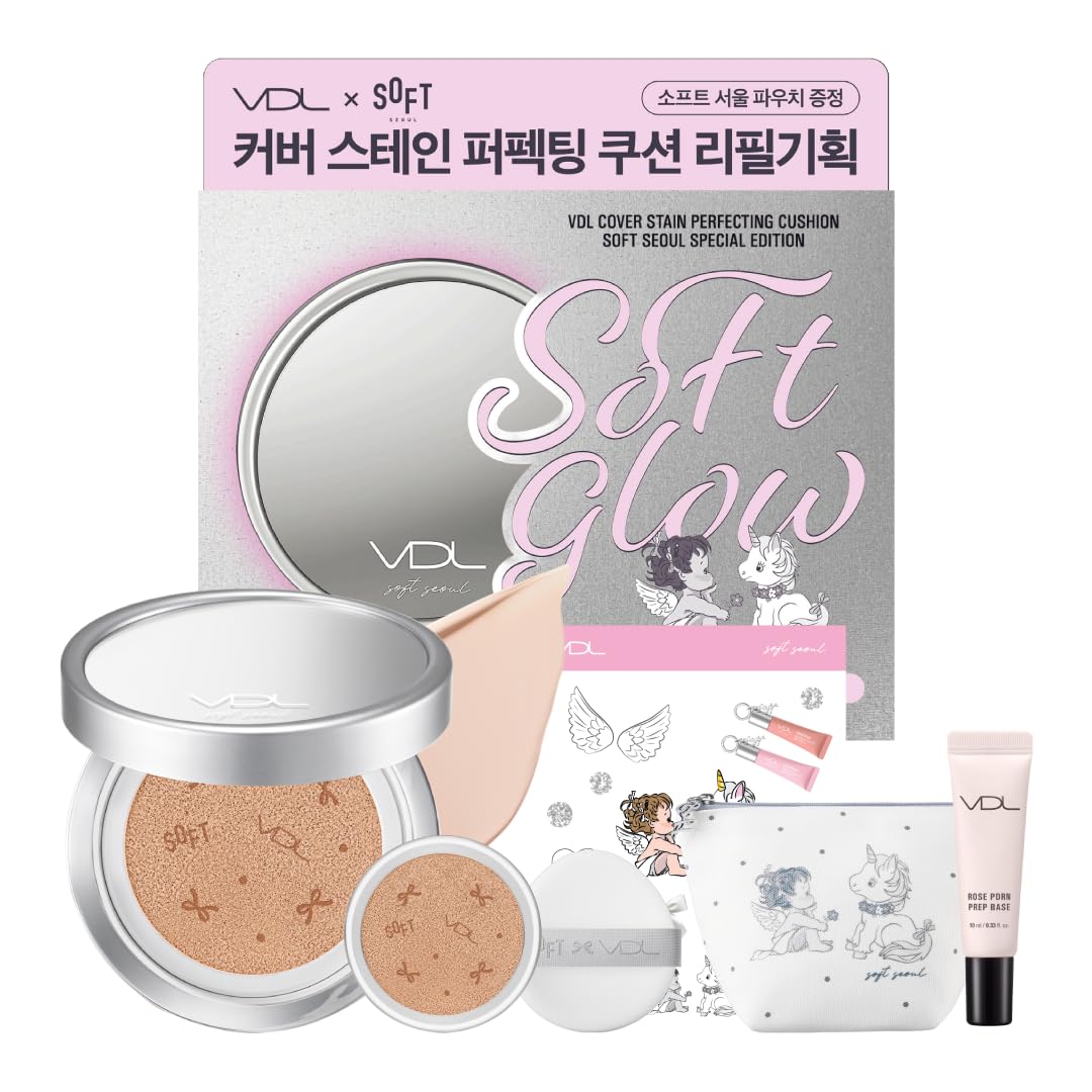 

VDL Cover Stain Perfecting Cushion Foundation V02 21 SPF35 High Coverage Vegan Beige Korean Cosmetics Collaboration Set No. PA++ Long-lasting