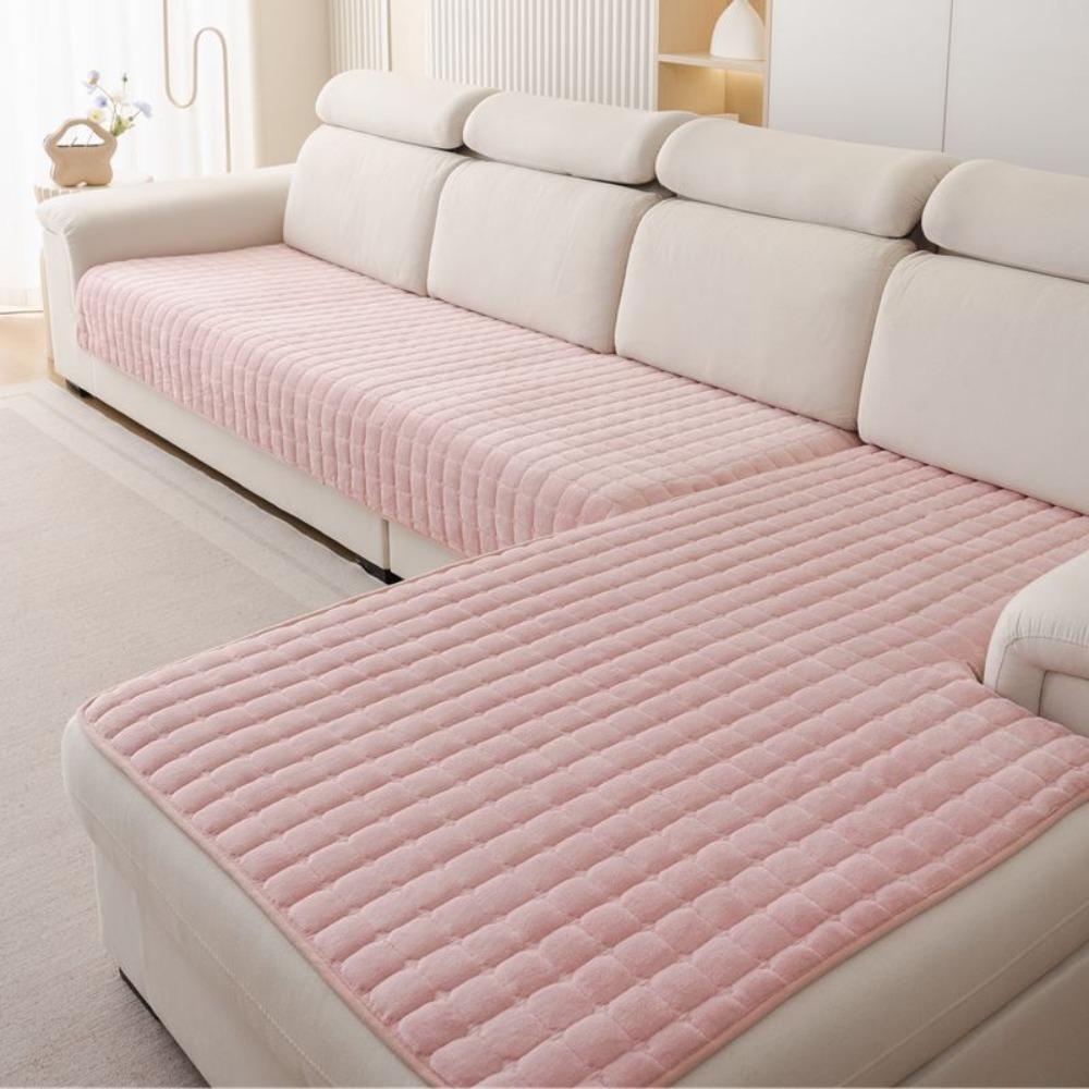 Modern Plush Flannel Plaid Sofa Cushion Stain-resistant Non-slip Couch Cushion Warm Washable Seat Cushion Winter 2756x5906 in розовый 3660₽