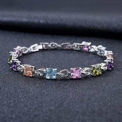 Wholesale of New European and American Bracelets Square Zircon Emerald Bracelets for Women Niche Market