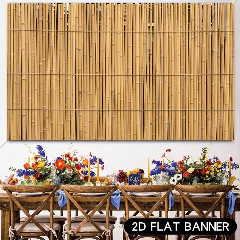 2D Orientalisches Rohes Bambusplatten-Hintergrundwand Zen-Garten Foto-Hintergrund Banner