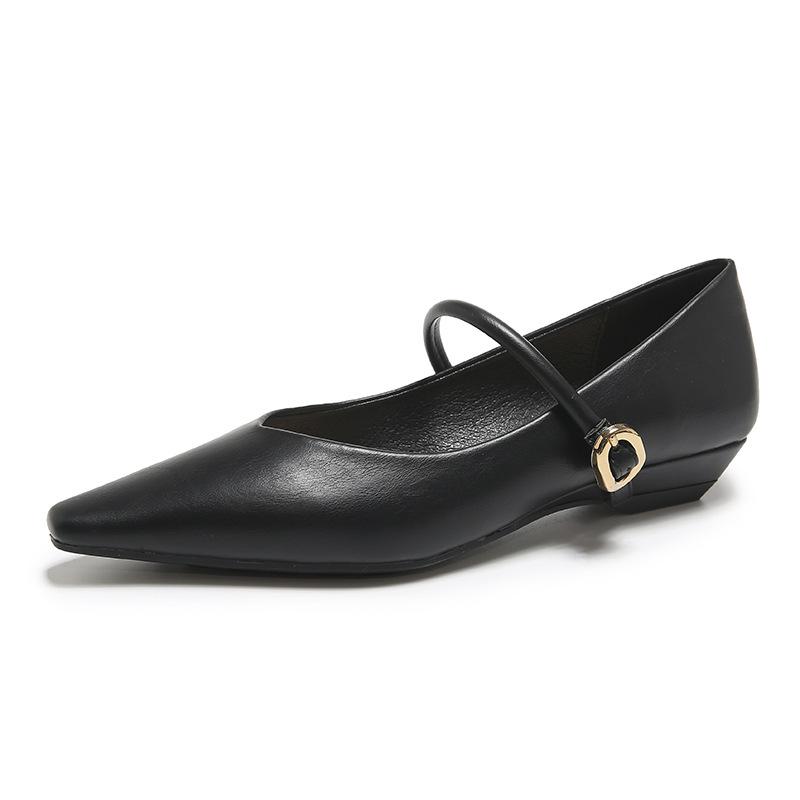Fashion 2024 Brand Elegant Woman Versatile Pointed Toe Shoes Fashion Shallow Mouth Mary Janes Casual Flats Female Flat Shoes
