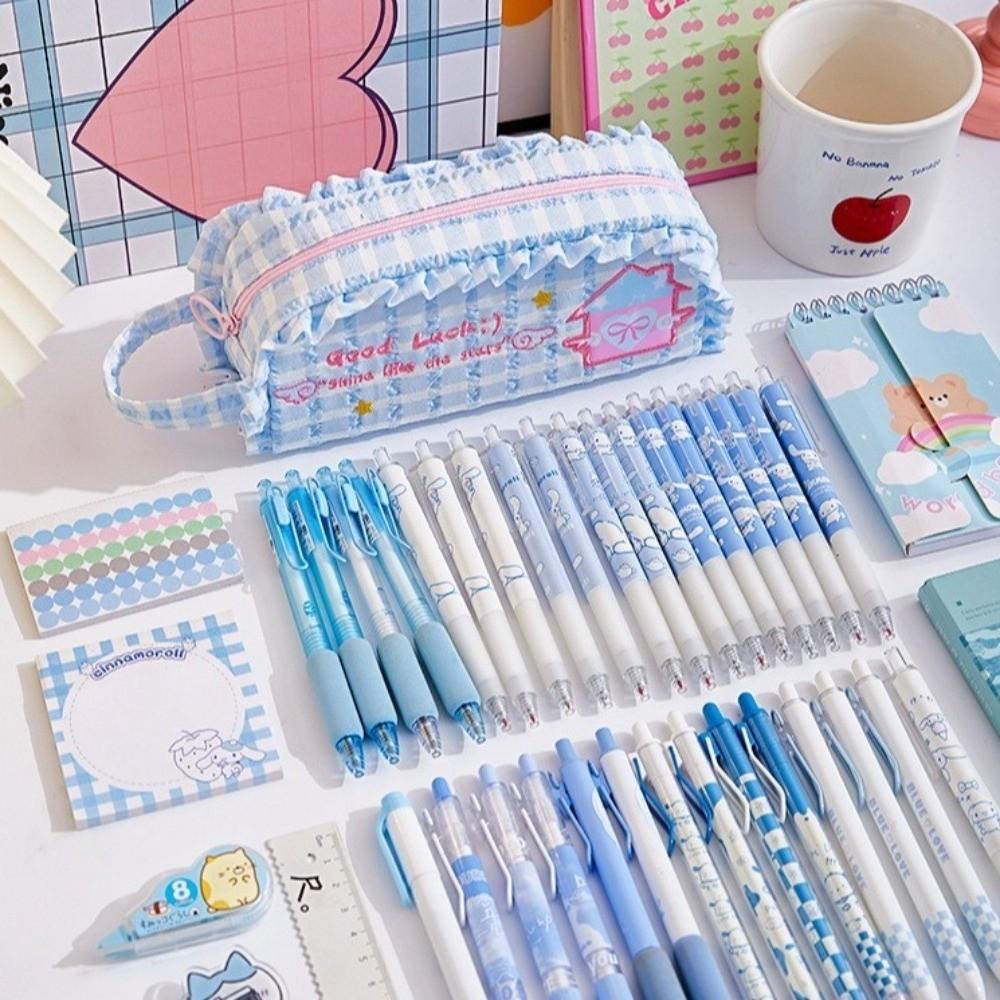 Dopamine Style Pencil Storage Bags Checkered Pencil Pouch New Stationery Bag  School Use