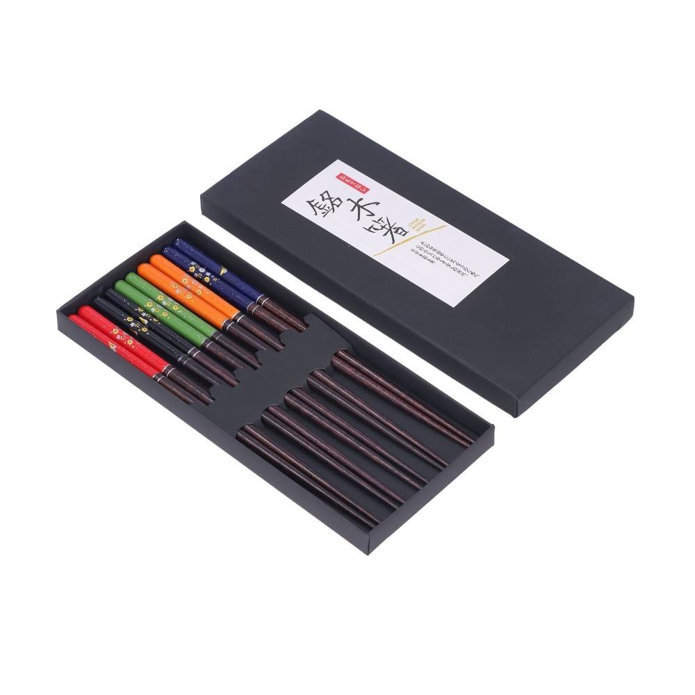 5Pair Colorful Finish Dining Chopsticks Smooth Meal Eating Sticks Food Chopsticks  Restaurant