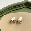 New Exquisite Cute Childhood Milk Candy Enamel Color Zircon Ear Studs Clip On Earrings for Women Korea Jewelry Accessories Gifts