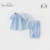 Happy Bear Girls' Summer Cotton Short-Sleeve Set