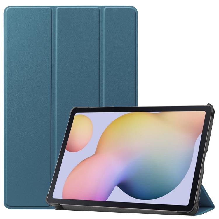 

Custer Texture Horizontal Flip Leather Case with Three-folding Holder & Sleep / Wake-up Function For Samsung Galaxy Tab S7 T870 темно-зелений колір