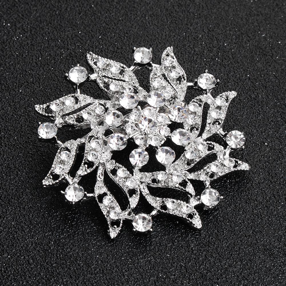 Luxury Rhinestone Flower Brooch For Women Elegant Crystal Pin Fashion Dress Accessory Sophisticated Floral Badge