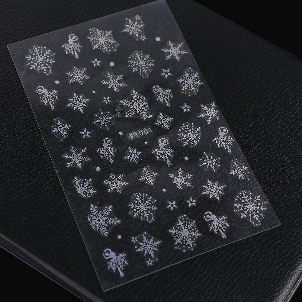 Laser Snowflake Christmas Laser Nail Stickers French Lines Christmas Tree Christmas Laser Nail Decals Nail Accessories