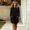 Women's Casual Long Sleeve Round Neck Dress for Everyday Wear
