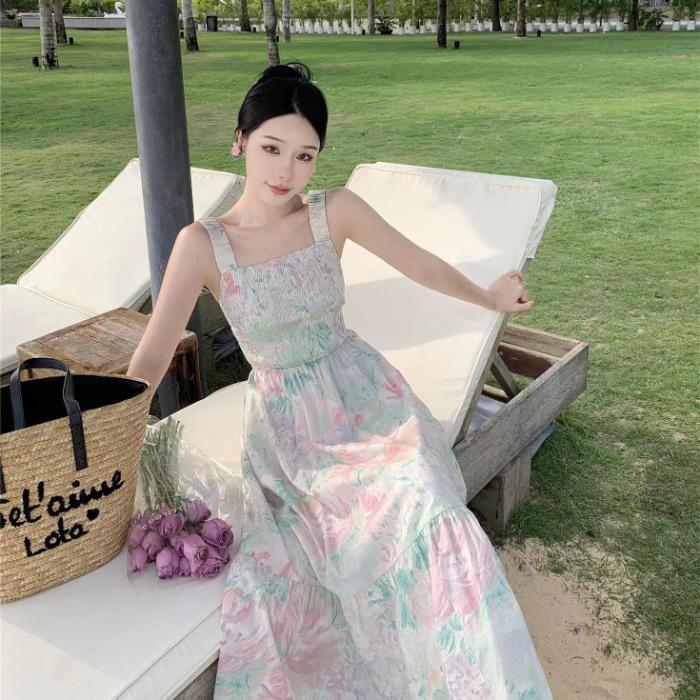 

Юбка на подтяжках с квадратным воротником – девчачий принт для отпуска на море Large