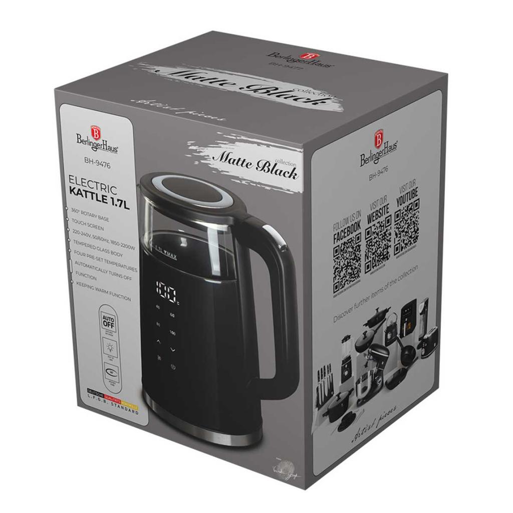Elektrická rychlovarná konvice 1,7 l Berlinger Haus Bh-9476 Matná černá